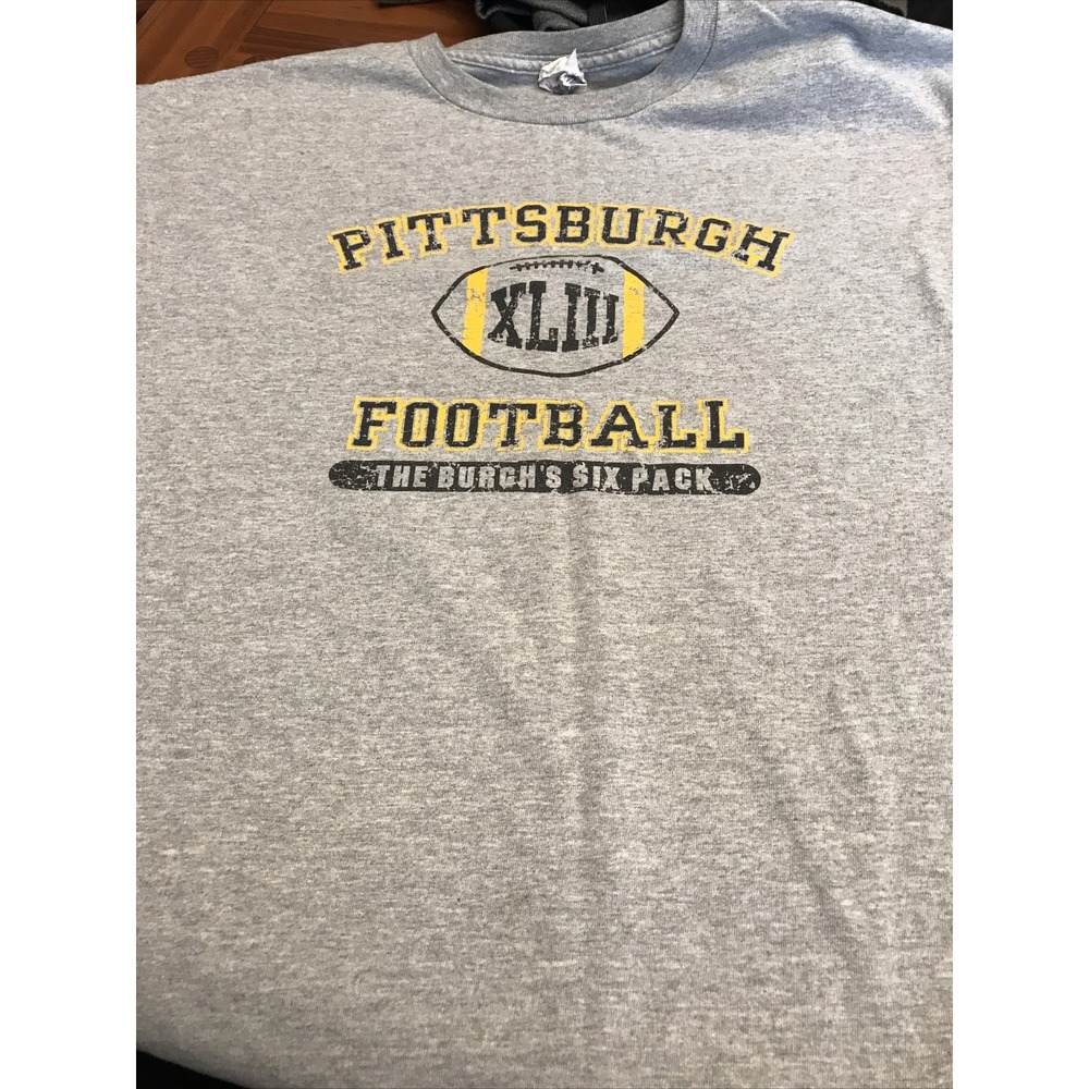Mens Large Delta Pro Weight Vintage Gray Pittsburgh Six Pack T Shirt